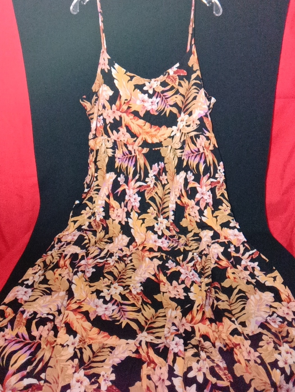 Rip Curl Black Floral Spaghetti-Strap Dress